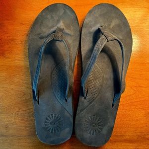 UGG CHARCOAL KAYLA NUBUCK LEATHER 3092 FLIP FLOPS SANDALS